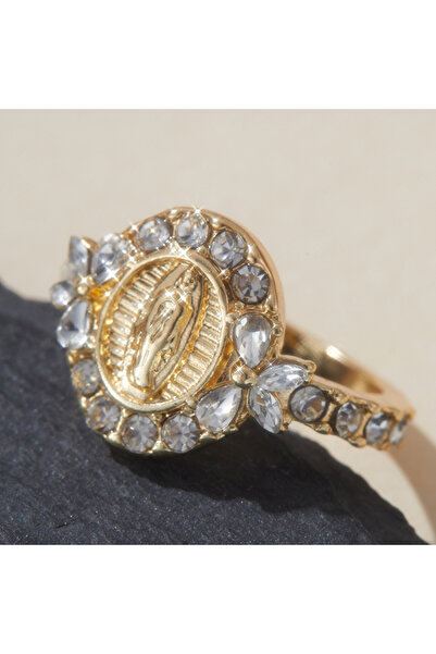 Choice1 7 ZF7019-1 Elegant Gold Color Virgin Mary Ring with Synthetic Zirconi...
