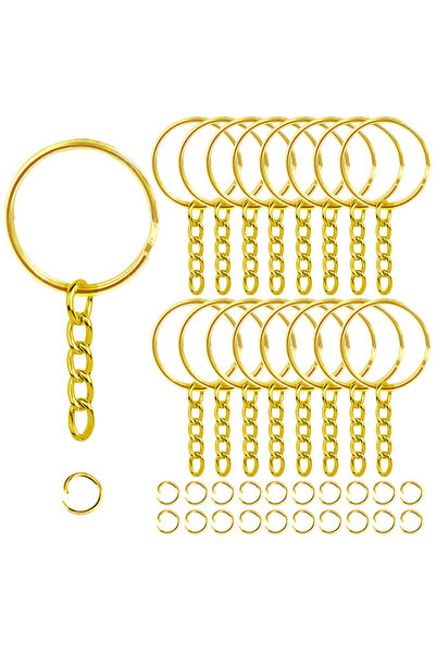 Choice1 25sets Golden 15/25sets metal chain keychains and alloy open connecti...