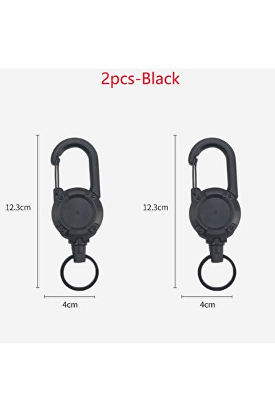 choice2 2pcs Black 1/2/4PCS Retractable Heavy Duty Pull Reel Carabiner Strong...