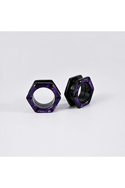 Choice4 Geometric Ears 10MM Earrings 2PCS 1-2PCs Purple Flash Shell Ear Plug ...