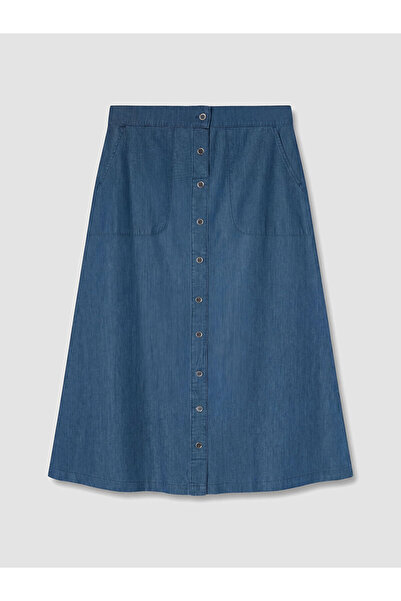 LC Waikiki Nevavm Jean Skirt with Elastic Waist and Pockets