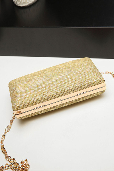 Ku er Glitter hard shell dinner clutch with golden chain, wedding party messe...