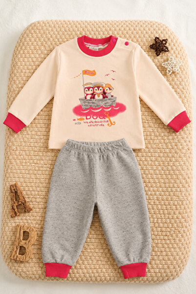 Biberon Baby Baby Set 100% Cotton Long Sleeve Printed Top and Bottom