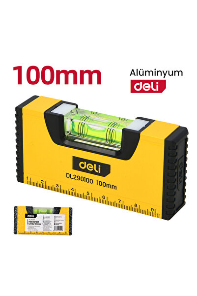 Deli 2’si 1 Arada Lazer Mesafe Ölçer ve Şerit Metre 100mm Mini Su Terazisi