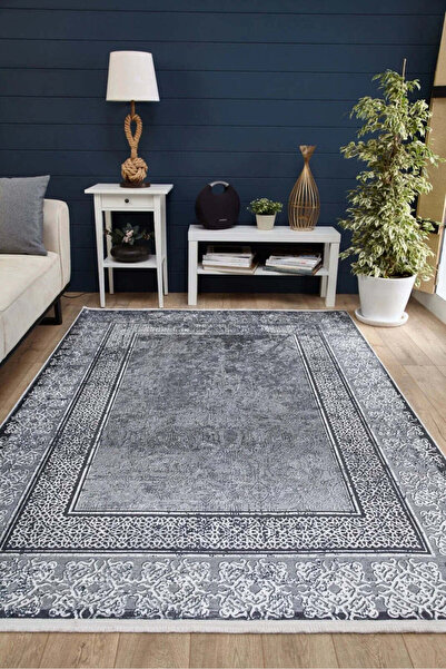 halinet Halı.Net Anthracite Modern Washable Non-Slip Living Room Carpet Haln-...