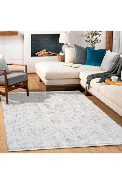 halinet Halı.Net Cream Modern Washable Non-Slip Living Room Carpet Cr-Karen-6...