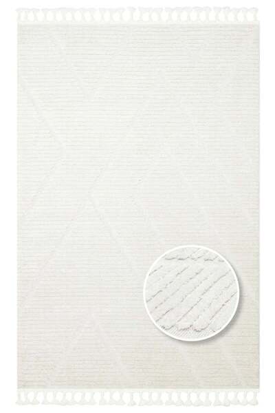 halinet Halı.Net White Modern Washable Non-Slip Living Room Carpet Eco-Terazz...