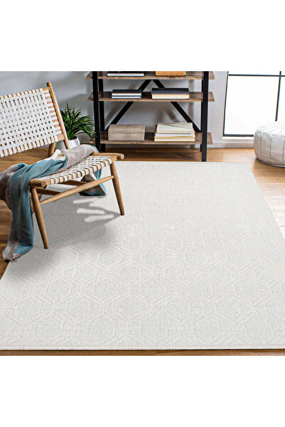 halinet Halı.Net White Modern Washable Non-Slip Living Room Carpet Cr-Ibiza-1...