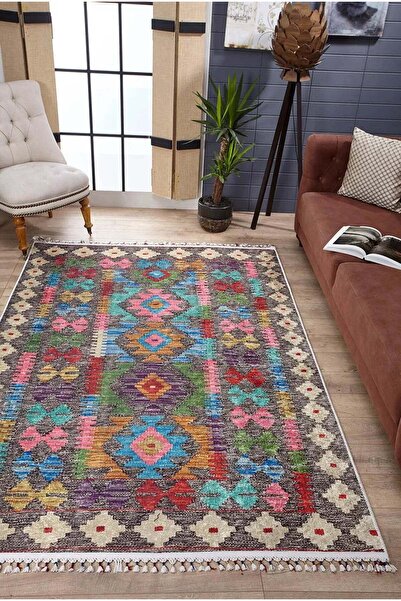 halinet Halı.Net Multi-Colored Ethnic Bohemian Washable Non-Slip Living Room ...