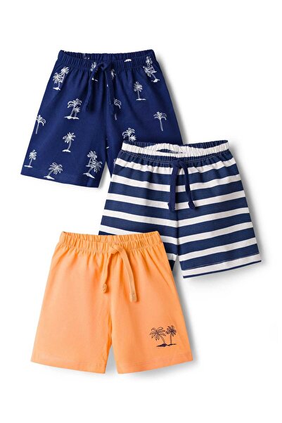 Babyhug Single Jersey Knit Mid Thigh Striped & Palm Tree Printed Short (Pack ...