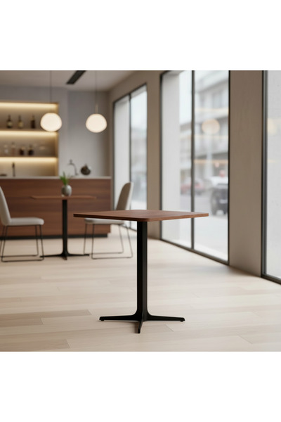 Ebticar Square Café Table with a Warm Wooden Touch
