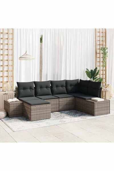 vidaxl Set de canapele pentru gradina cu perna 6 pcs Gri poliratan