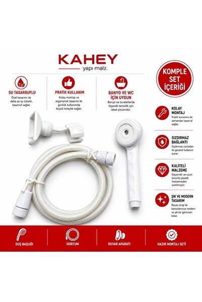 KAHEY Elektrikli Şofben Duş Başlık Seti 1,5 mt Hortum İhlas ve Tüm Markalara ...
