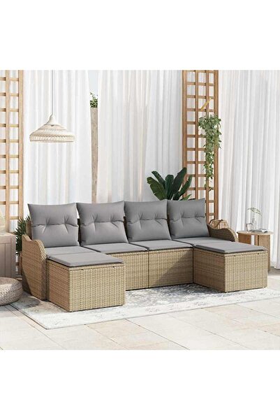 vidaxl Set de canapele pentru gradina 6 pcs bej È™i gri deschis