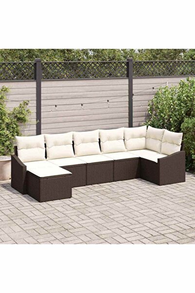 vidaxl Set de canapea cu perna 7 pcs Maro poliratan