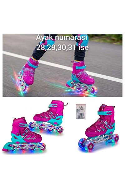 4KİDS Işıklı paten 30-33 numaraları arası kullanılır Kız Çocuk Erkek Çocuk (2...