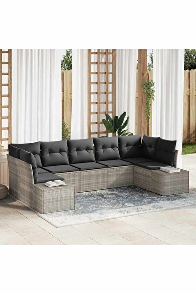 vidaxl Set de canapele pentru gradina 7 pcs Gri deschis poliratan