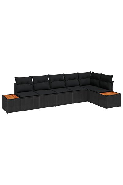vidaxl Set de canapele pentru gradina cu perna 6 pcs Negru Rattan poli