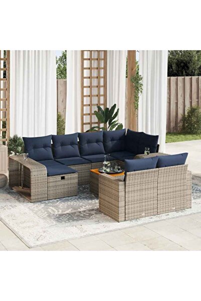 vidaxl Set canapele de gradina cu perne, 11 piese, gri, poliratan