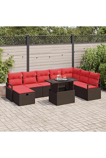 vidaxl Set de canapele pentru gradina cu perna 9 pcs poliratan