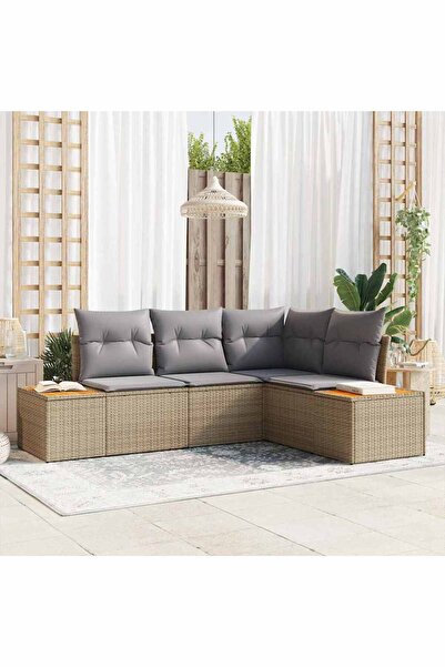 vidaxl Set de canapele pentru gradina 5 pcs Gri deschis Rattan poli