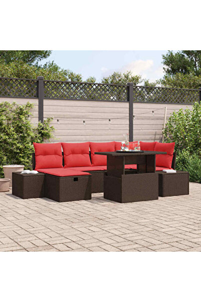 vidaxl Set de canapele pentru gradina cu perna 7 pcs poliratan