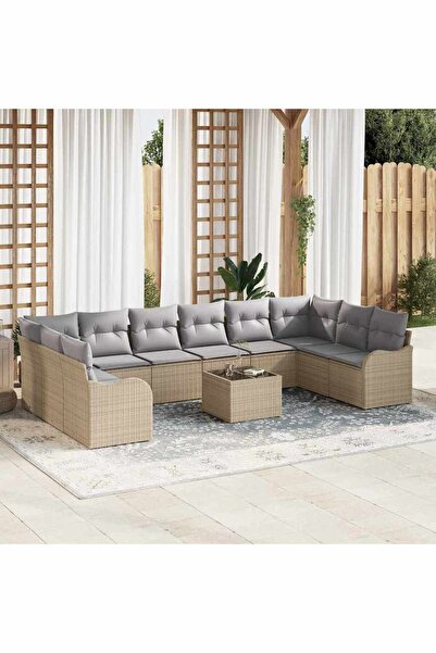 vidaxl Set de canapele pentru gradina Bej 55 x 55 x 37 cm poliratan