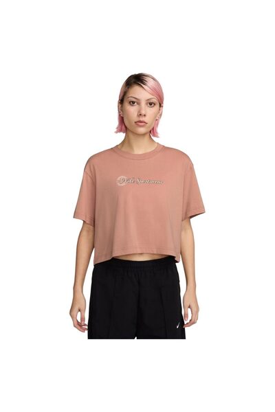 Nike Tricou crop cu mânecă scurtă pentru femei, mărimea M
