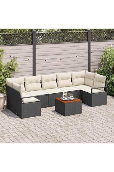 vidaxl Set de canapele pentru gradina 8 pcs Negru È™i Crem poliratan