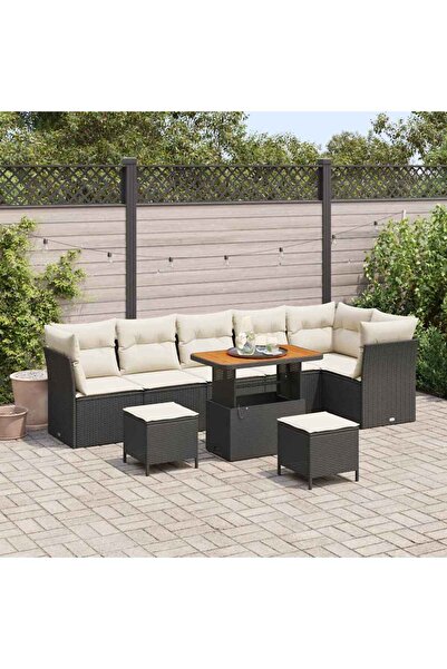 vidaxl Set de canapele pentru gradina 9 pcs Negru poliratan