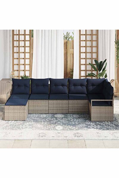 vidaxl Set de canapea 7 pcs Gri poliratan