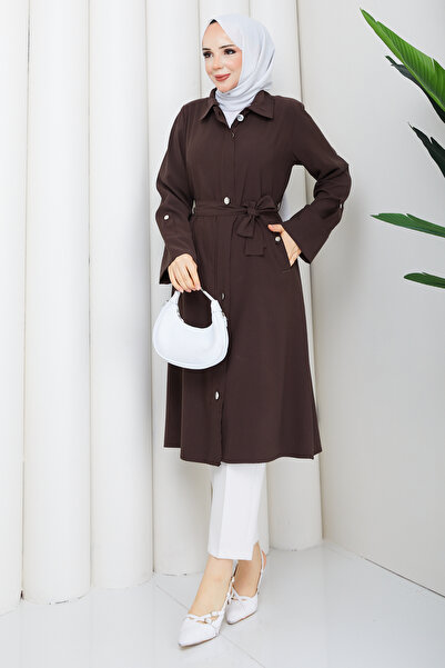 Pamuk Butik Women's Belted Pocketed Zipper Closure Cap