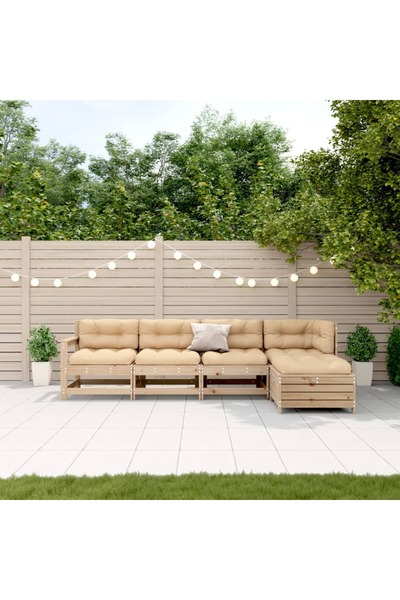 vidaxl Set mobilier de gradina cu perne, 5 piese, lemn masiv de pin