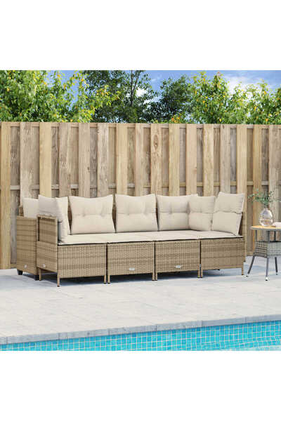 vidaxl Set canapele de gradina cu perne, 5 piese, bej, poliratan
