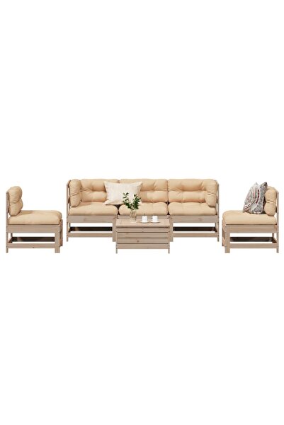 vidaxl Set mobilier de gradina cu perne, 6 piese, lemn masiv de pin