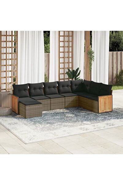 vidaxl Set canapele de gradina cu perne, 8 piese, gri, poliratan