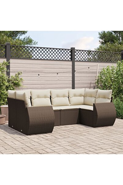 vidaxl Set canapele de gradina cu perne, 6 piese, maro, poliratan