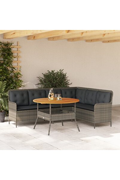 vidaxl Set canapele de gradina cu perne, 2 piese, gri, poliratan