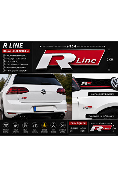 EP GARAJ OTOMOTİV R Line Trunk Logo Emblem – Chrome Red Premium Design