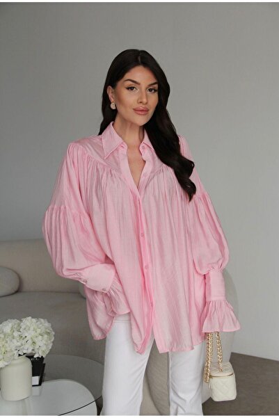Paraf style Premium Dokulu Büzgü ve Kol Detaylı Oversize Gömlek