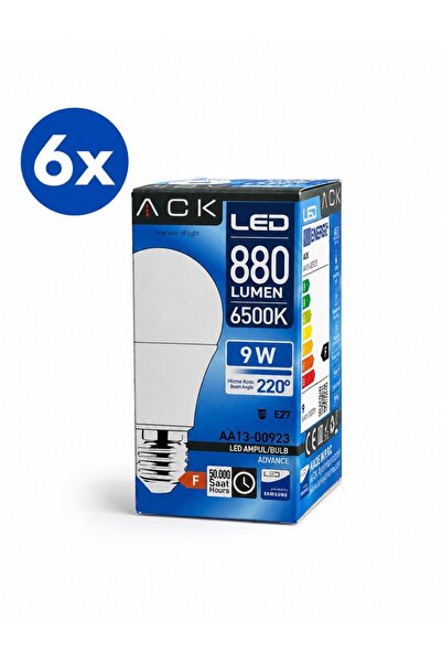 ACK AA13-00923 LED 880 LUMEN 6500K 9W LED AMPUL (6 ADET)