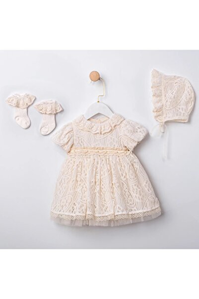 ministok Matilda Bone and Socks Baby Girl Lace Dress Set