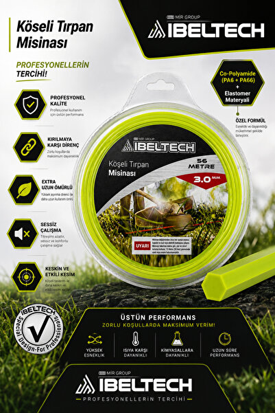 İBELTECH 3.0 mm Altıgen Tırpan Misinası 56 Metre Profesyonel Misina