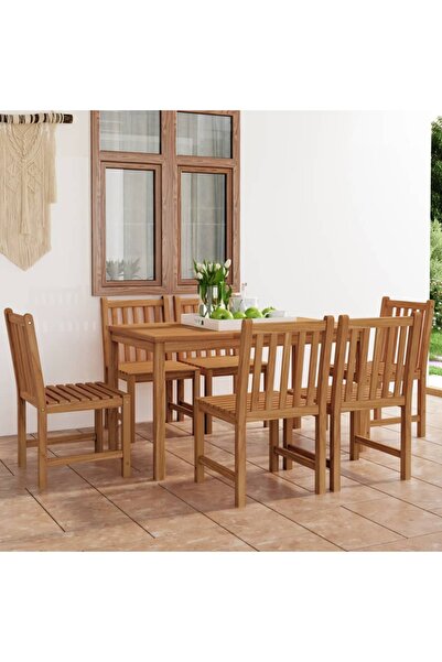 vidaxl Set de mobilier de gradina cu 7 piese, 140x80 cm, lemn masiv de tec