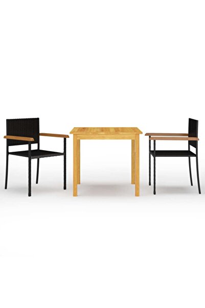 vidaxl Garden furniture set, 3 pieces, black