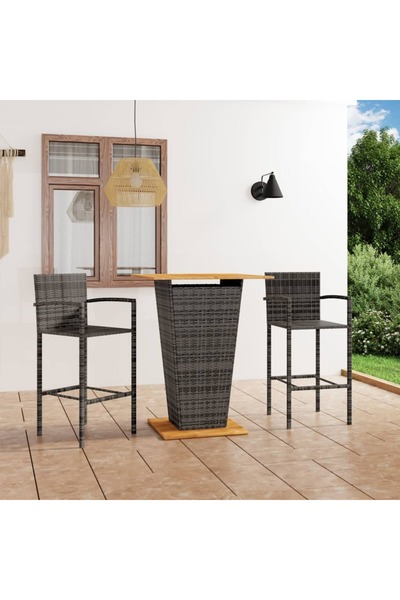 vidaxl 3-piece garden bar furniture set, grey