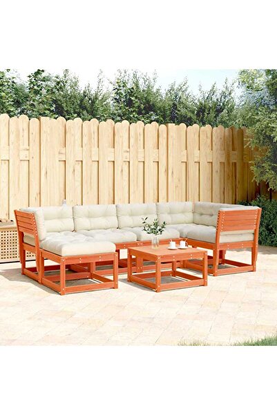 vidaxl Set mobilier de gradina cu perne, 6 piese, lemn masiv de pin