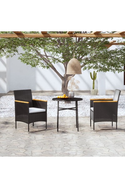 vidaxl Set mobilier de gradina, 3 piese, poliratan