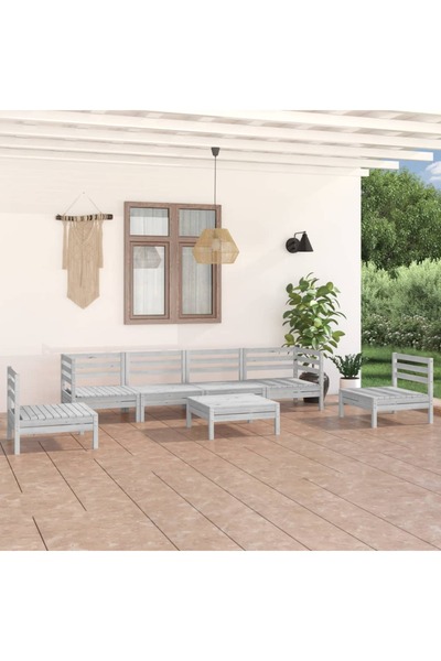 vidaxl Set mobilier de gradina, 7 piese, alb, lemn masiv de pin
