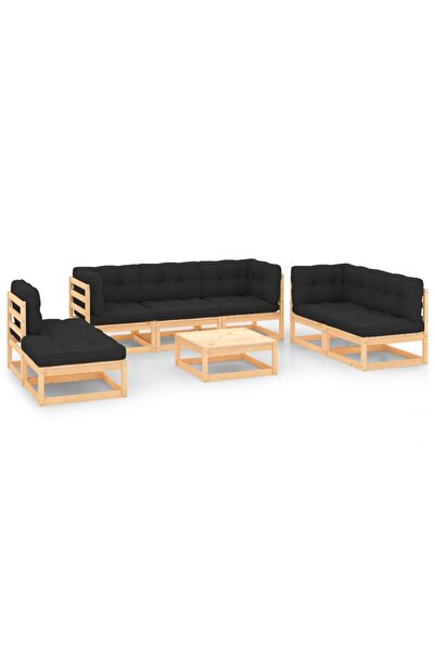 vidaxl Set mobilier de gradina din 8 piese, lemn masiv de pin